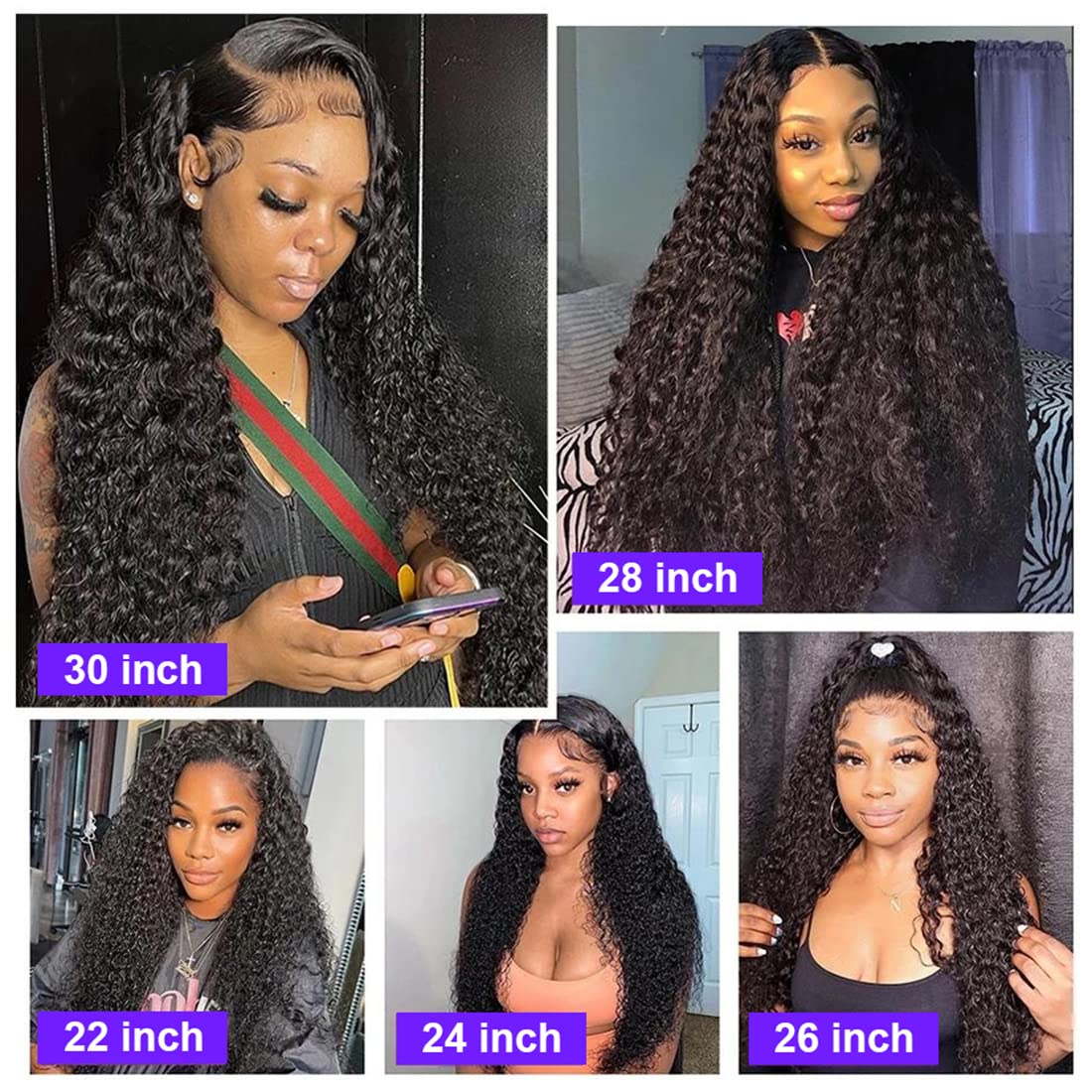 Deep Wave Closure Wigs Lace Front Wigs Human Hair for Black Women 180% Density Lace Closure Wigs Free Part Human Hair Wig Pre Plucked Wet and Wavy Human Hair Wigs (24 Inch, Natural Black, Deep Wig)