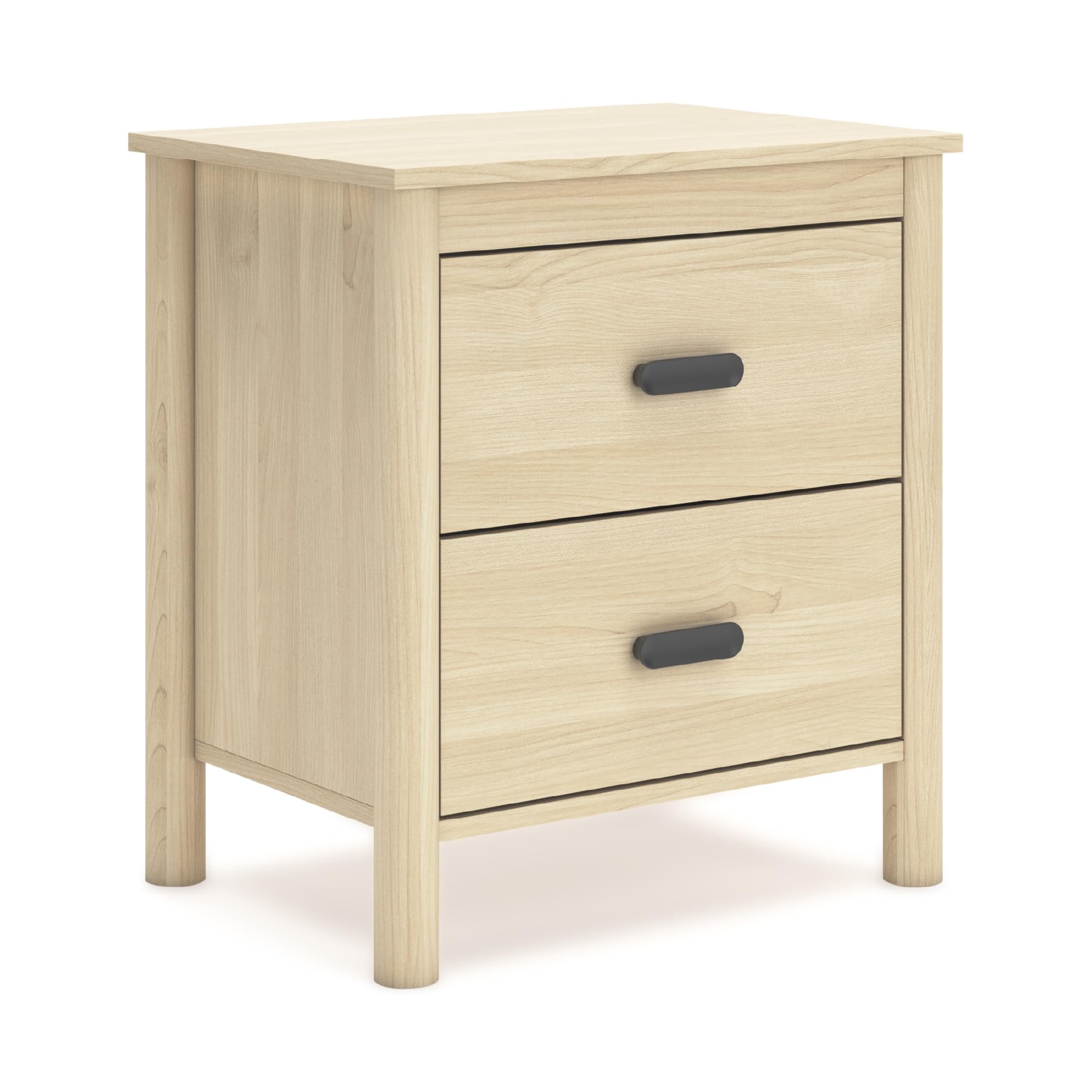 Cabinella Casual 2-Drawer Nightstand with Round Post Legs, 24.37" Tall, Light Brown