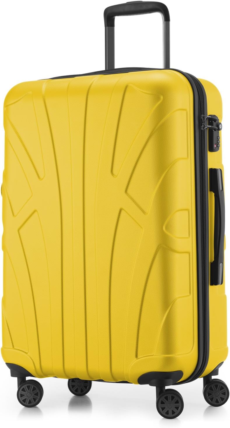 SUITLINE - Hardshell Suitcase, Travel Luggage, TSA, 66 cm, Approx. 58 liters, 100% ABS mat, Yellow