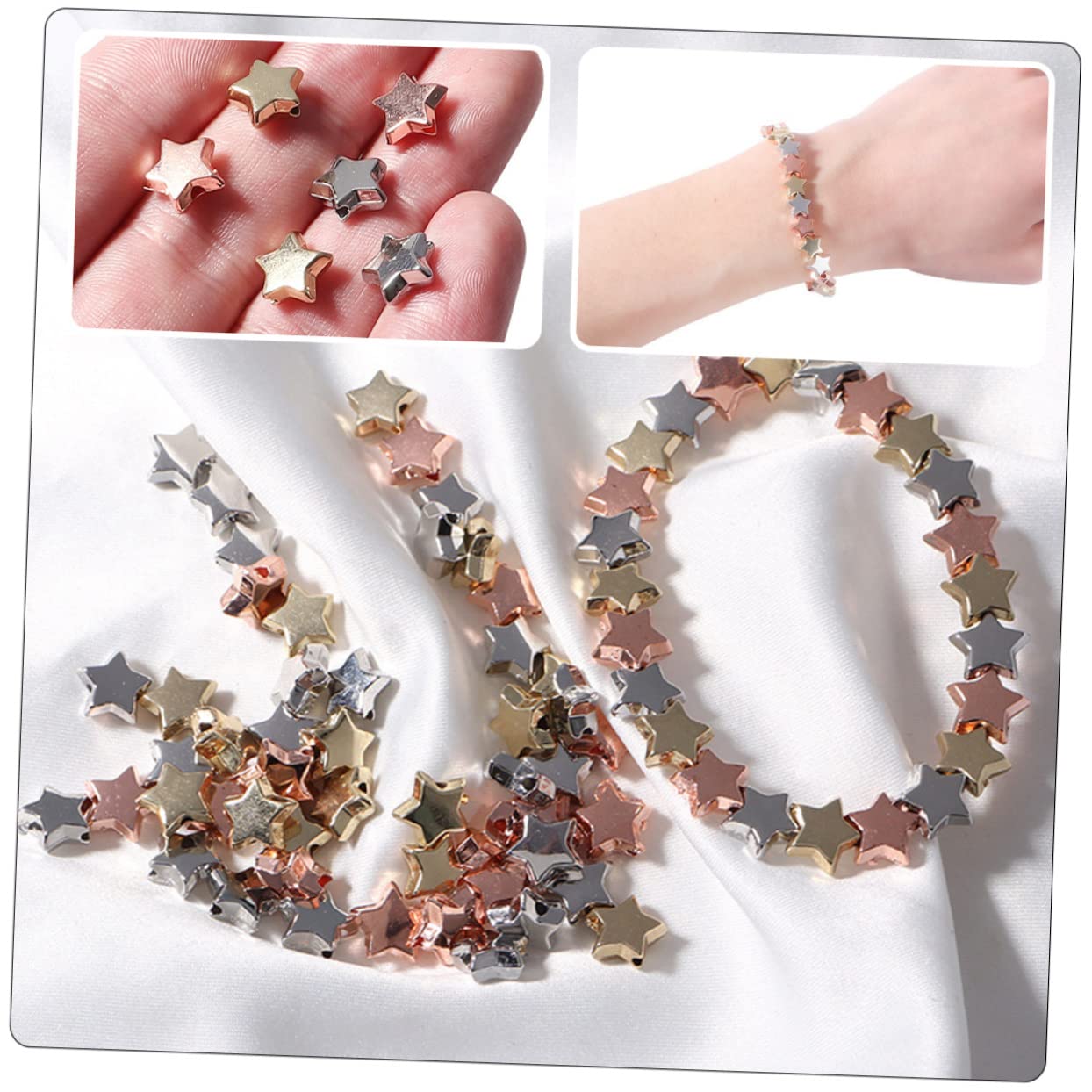 Angoily 5 Set Perline Forma Stella Ccb Per Bigiotteria Diy Distanziatori Per Collane E Bracciali Leggere E Resistenti Per Creazioni Artigianali 300 Pezzi*5