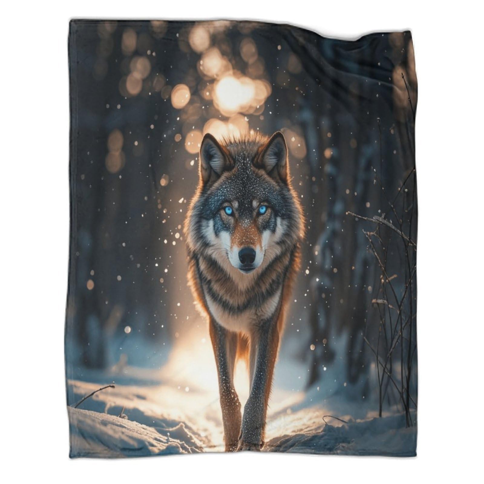 Koc polarowy dla samotnego wilka, 80 x 90 cali (200 x 230 cm), koc flanelowy alfa para, polar polarowy, łóżko dla 1/2 osób - sofa