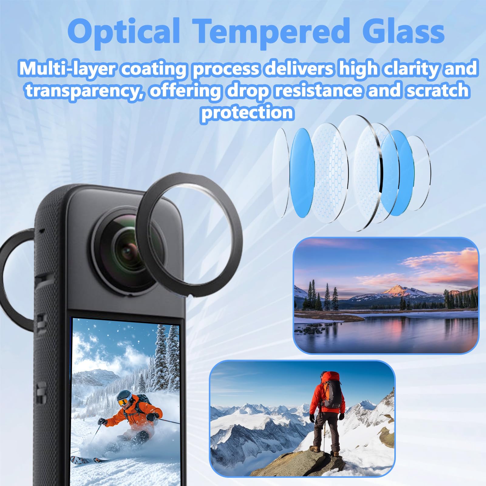 Protezione per Obiettivo per X3, Protezioni Lenti Premium, Dual Lens Guards Durevoli e Trasparenti, Anti-Graffio e Anti-Polvere, Accessori per Insta 360 X3 con Montaggio Facile