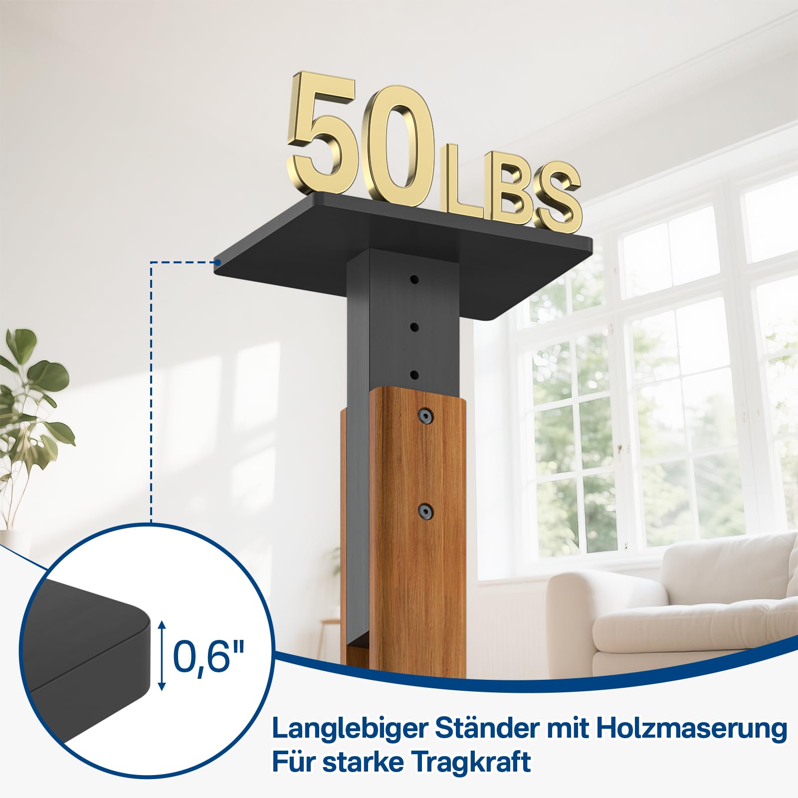 Supporti per altoparlanti regolabili in altezza adatti alla maggior parte dei satelliti, supporti per Klipsch, Edifier, Yamaha e JBL Bookshelf, capacità di carico di 50 libbre e clip per cavi.