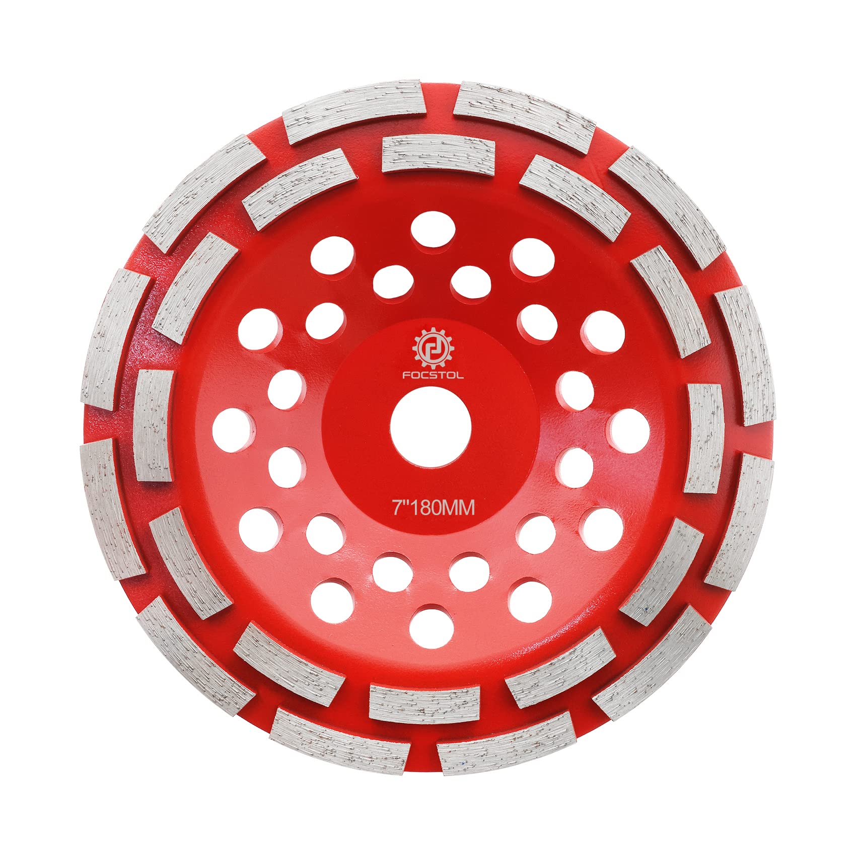 FOCSTOL Diamond Grinding Cup Wheel - 7''(180mm) Double Row Grinding Wheel for Concrete Granite Marble Masonry Artificial Stone for Angle Grinder