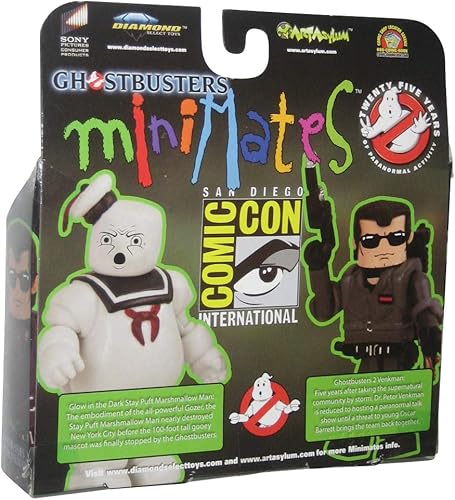 Miniatura 2 de Minimates 2009 SDCCSan Diego Comic-Con Exclusive Ghostbusters Paquete de 2 Peter Venkman y Stay Puft Marshmallow Man (Glow-In-The-Dark)