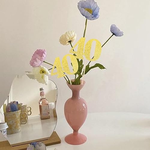 Miniatura 5 de 12 piezas de palitos de centro de mesa con purpurina para 40 cumpleaños, número 40, decoración de flores para 40 cumpleaños, aniversario, fiesta,