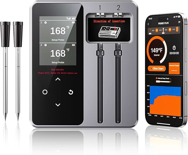 Wireless Bluetooth Meat Thermometer - 2 Probes & App Control, Christmas ...
