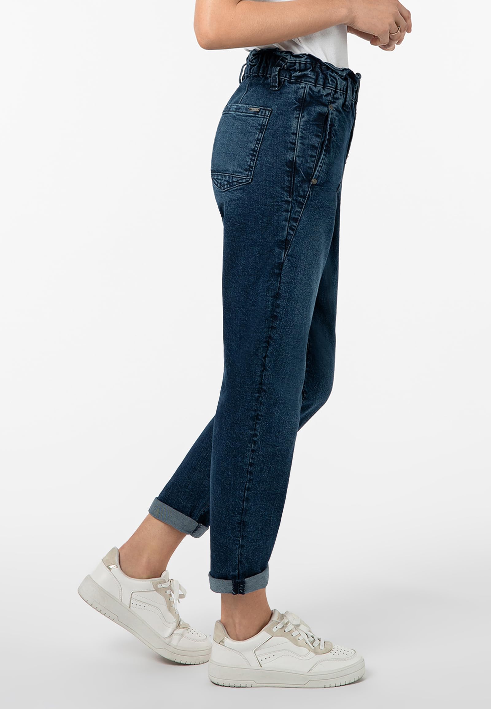 Sublevel Damen Paperbag Jeans – High Waist Hose im Modernen Denim-Look Dark-Blue XXL