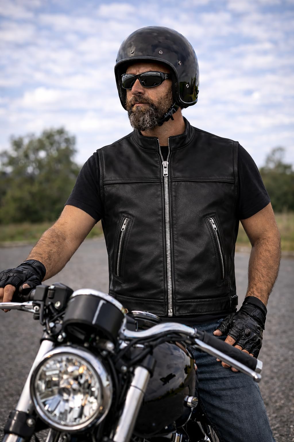 PAULGOS Lederweste Weste Kutte Leder Biker Rocker Motorrad Clubweste Bikerweste Motorradweste Schwarz BW8