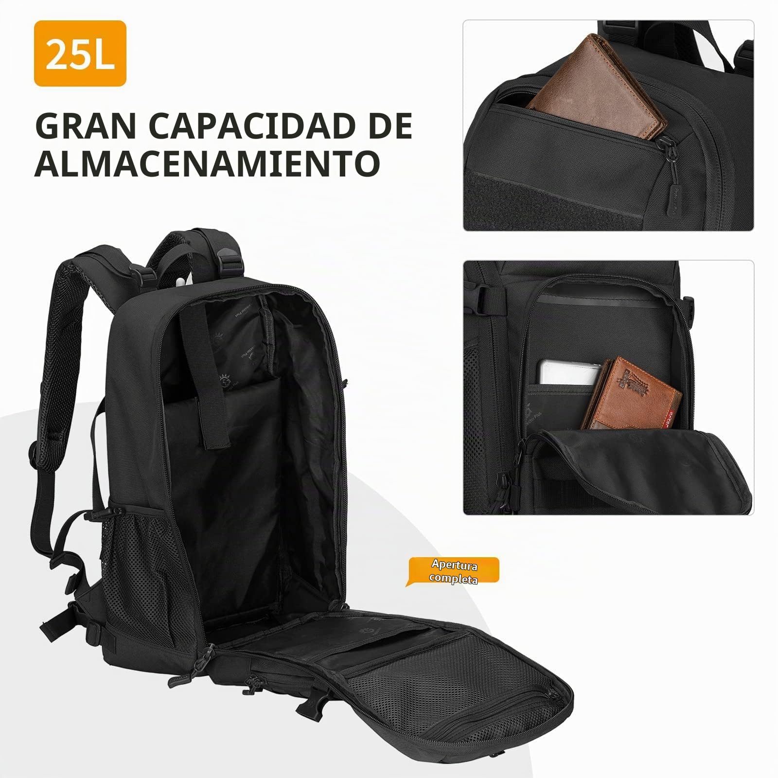 VINBAGGE Mochilas Camping,Mochila Senderismo Mochilas de Viaje Mochila Deporte Mochilas Tacticas Actividades al Aire Libre Acampar/Senderismo/Caza/Montañismo/Montar Bicicleta/30L-Negro