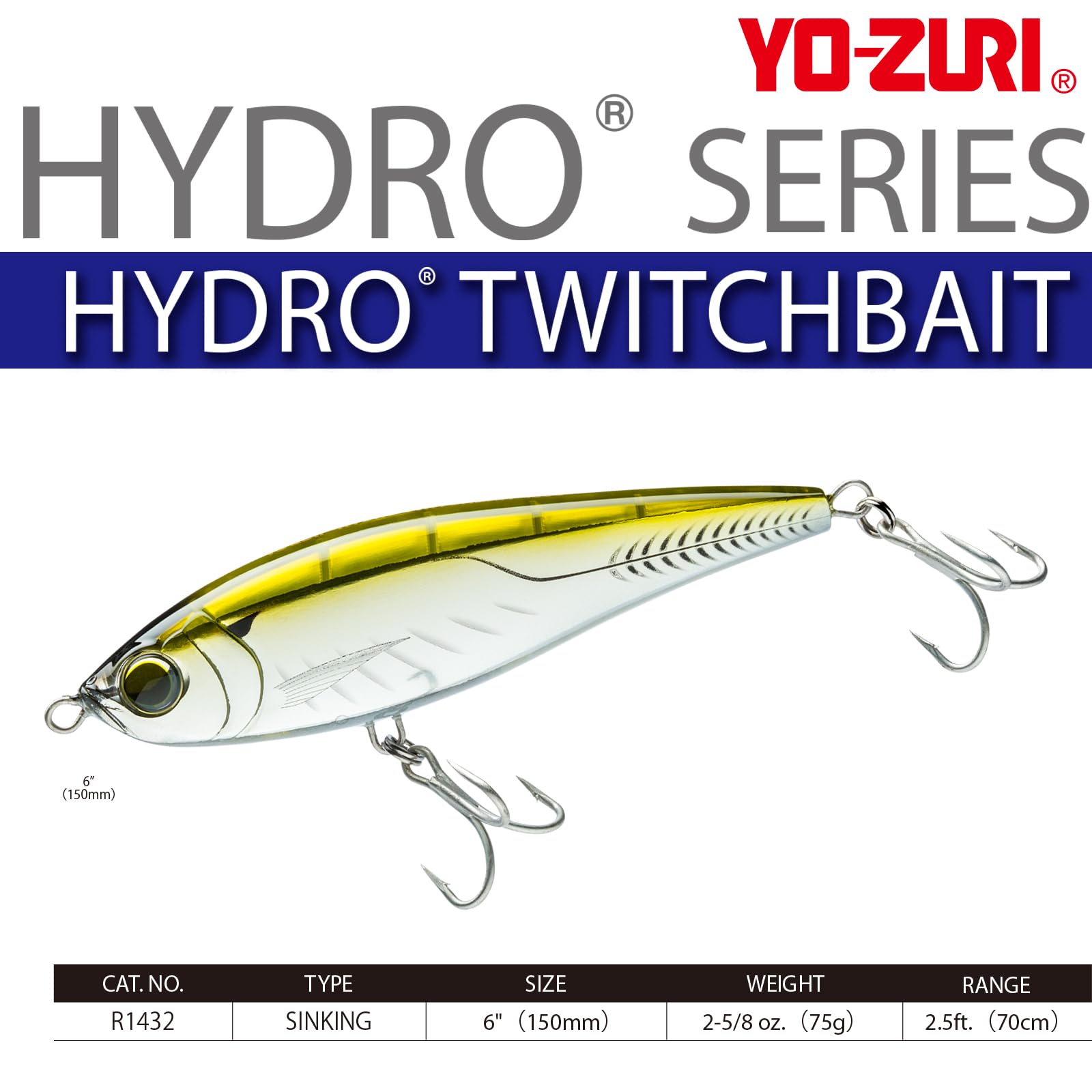 Duel Unisex-Erwachsene, grüne Makrele Yo-Zuri R1432-HGM: Hydro Twitchbait (S), 150 mm, Einheitsgröße