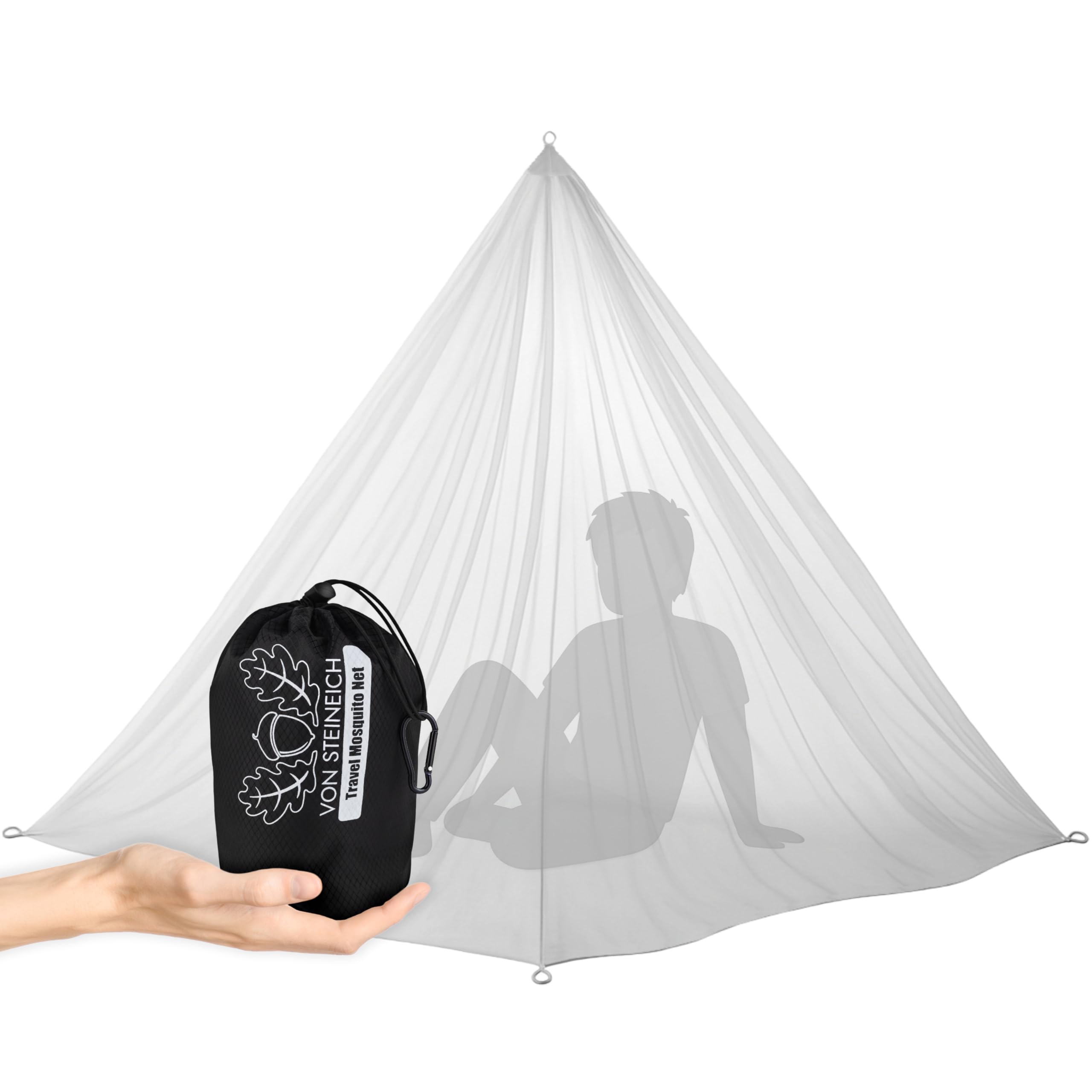 Moskitiera podróżna 220 cm x 170 cm, bardzo lekka, idealna na wędrówki, kemping i wakacje