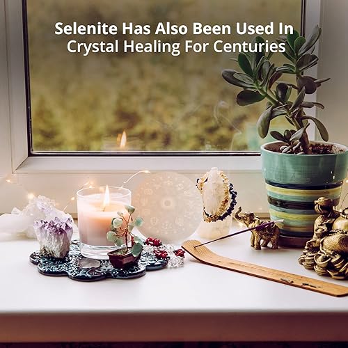 Miniatura 7 de WBM - Placa de carga de cristal de selenita, ideal para meditación y trabajo espiritual, protección, aliviar el estrés
