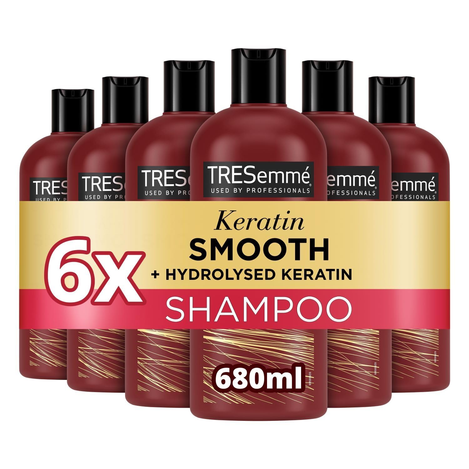 TRESemme Keratin Smooth Shampoo salon professional quality hair care for 72h frizz control, smoothness & shine 6x 680 ml