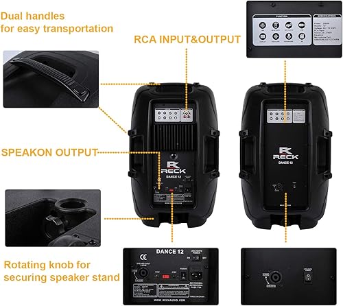 Miniatura 4 de RECK DC 12 portátil de 12 pulgadas 1000 vatios de 2 vías alimentados DjPA sistema de altavoces conjunto combinado con BluetoothUSBlector de tarjetas