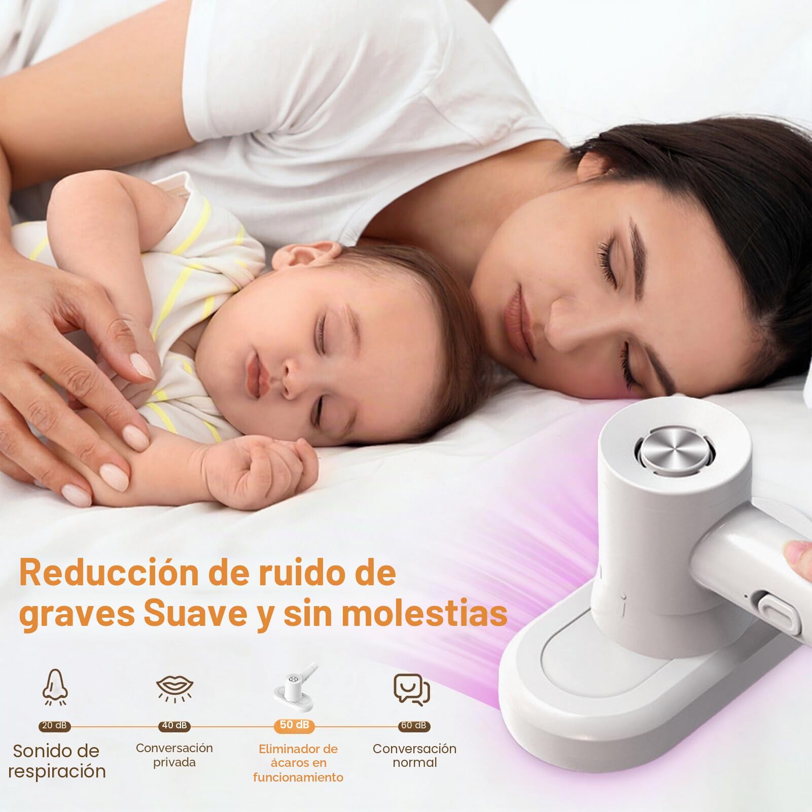 Yaasier Aspirador de Ácaros, Mini Aspirador Antiácaros para Colchones con Luz UV, Aspiradora de Mano con Filtro HEPA para Colchones, Camas, Sofás de Tela, Almohadas, Alfombras