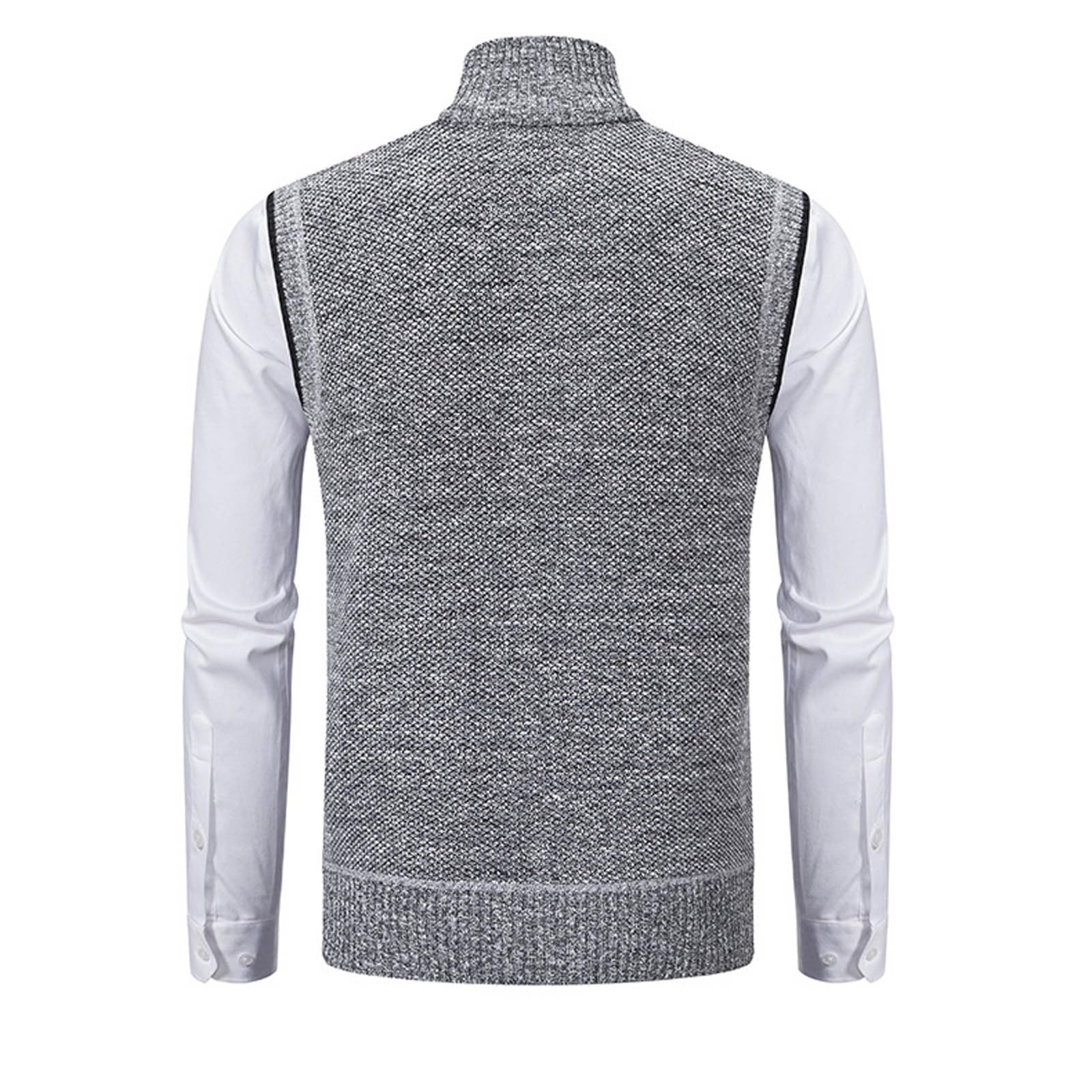 Homme Gilet Zippé Chandail Pull sans Manche Automne Classique Gentleman Tricots Cardigans Débardeurs Doublure Polaire Gilets Pulls