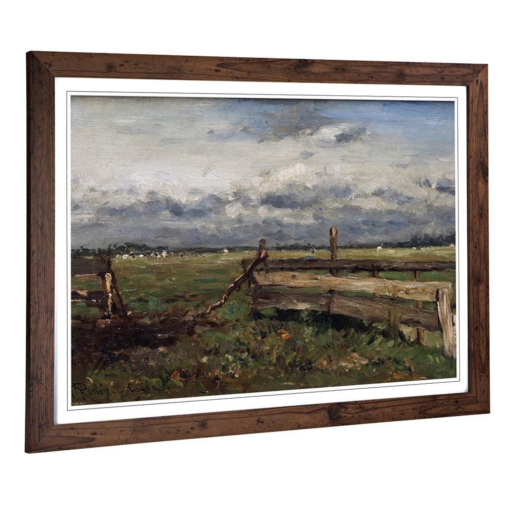 Big Box Art Framed Print of Willem Roelofs Landscape Design | Wall Art Picture | Home Decor for Kitchen, Living, Dining Room, Bedroom, Hallway, Office, Walnut, A2 / 24.5x18 Inch / 62x45cm
