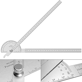 Stainless Steel Protractor 180 Degrees Two Arm Ruler Adjustable Angle Protractor Woodworking Ruler Craftsman Angle Measure Tool (30 cm/ 11.8 Inch)