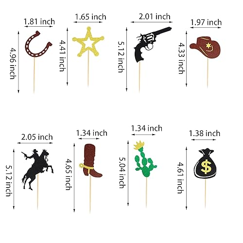 Miniatura 2 de 24 adornos de vaquero para cupcakes, zapatos de caballo, sombreros de vaquero, botas, púas de magdalenas, pistola de estrella, cactus, cupcakes,