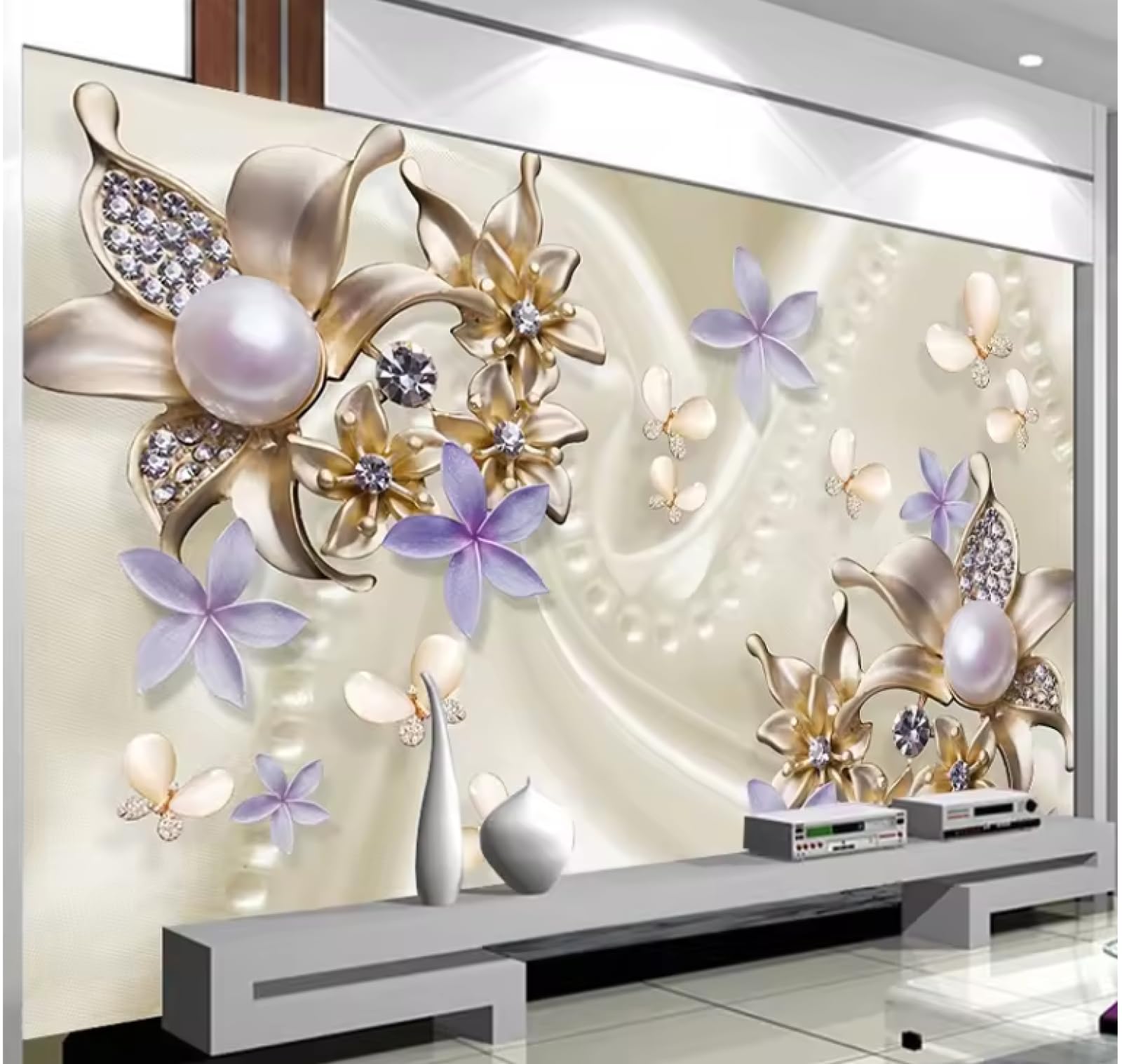 Tapety Kwiaty i motyle malowidła ścienne tapety salon tło tkanina dekoracja ścienna, 3D, 430 x 300 cm