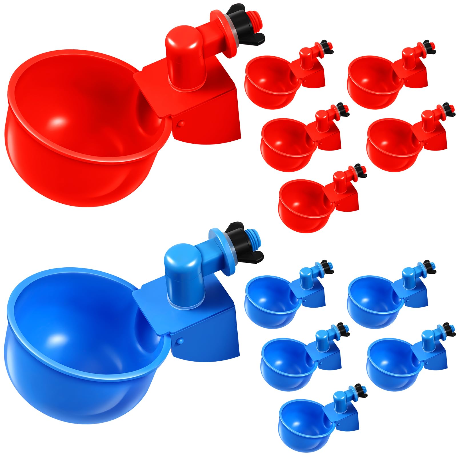 Tanlade 50 Packs Chicken Waterer Chicken Feeder, Automatic Waterer Kit for Poultry Duck Goose Turkey Bunny (Red,Blue)