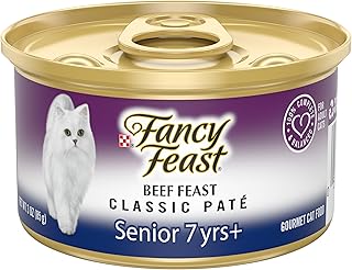 Purina Fancy Feast High Protein Senior Pate Wet Cat Food, Beef Feast Senior 7+ - 3 oz. Can