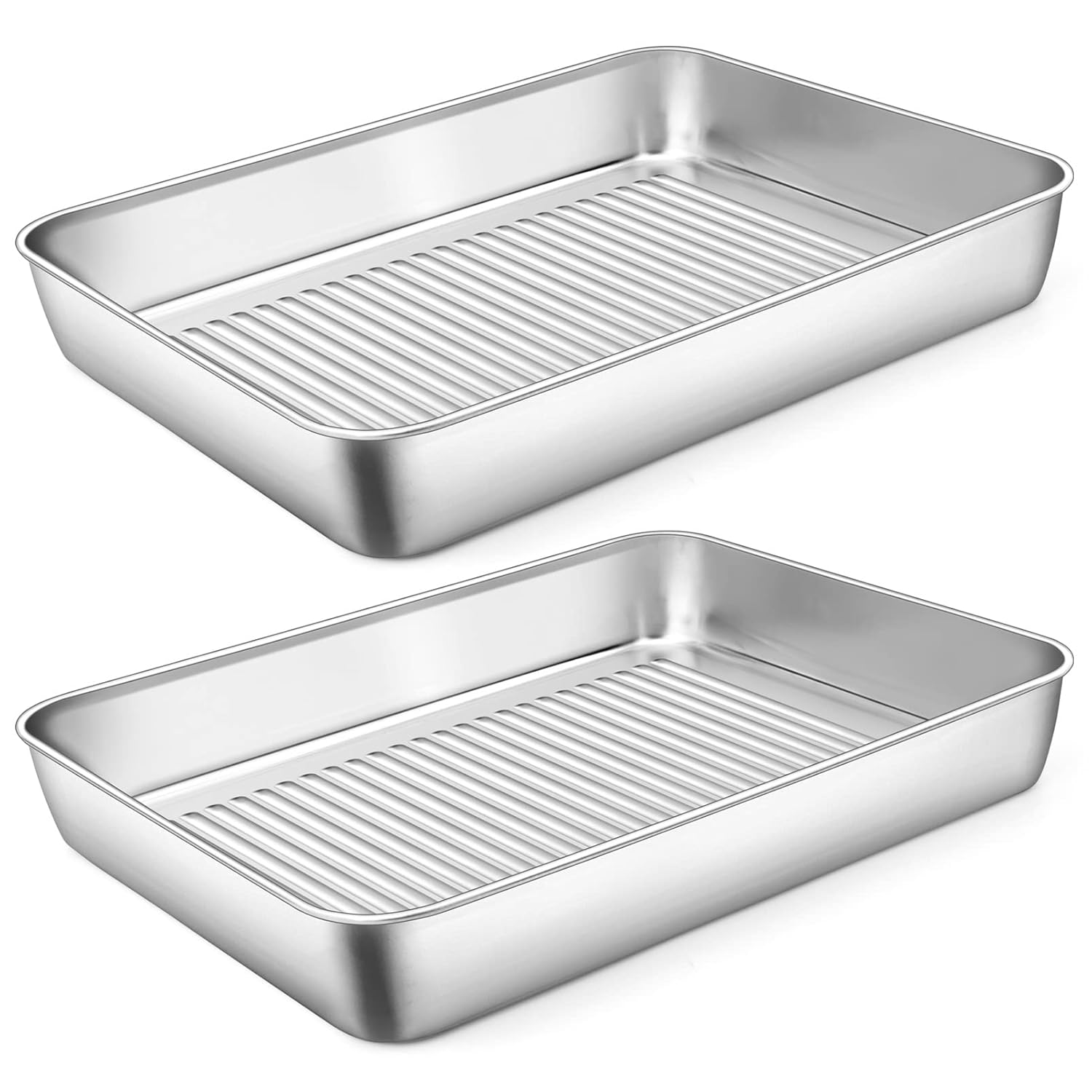 Buy 12.4 Inch Deep Baking Pan Set of 2, P&P CHEF Stainless Steel Sheet