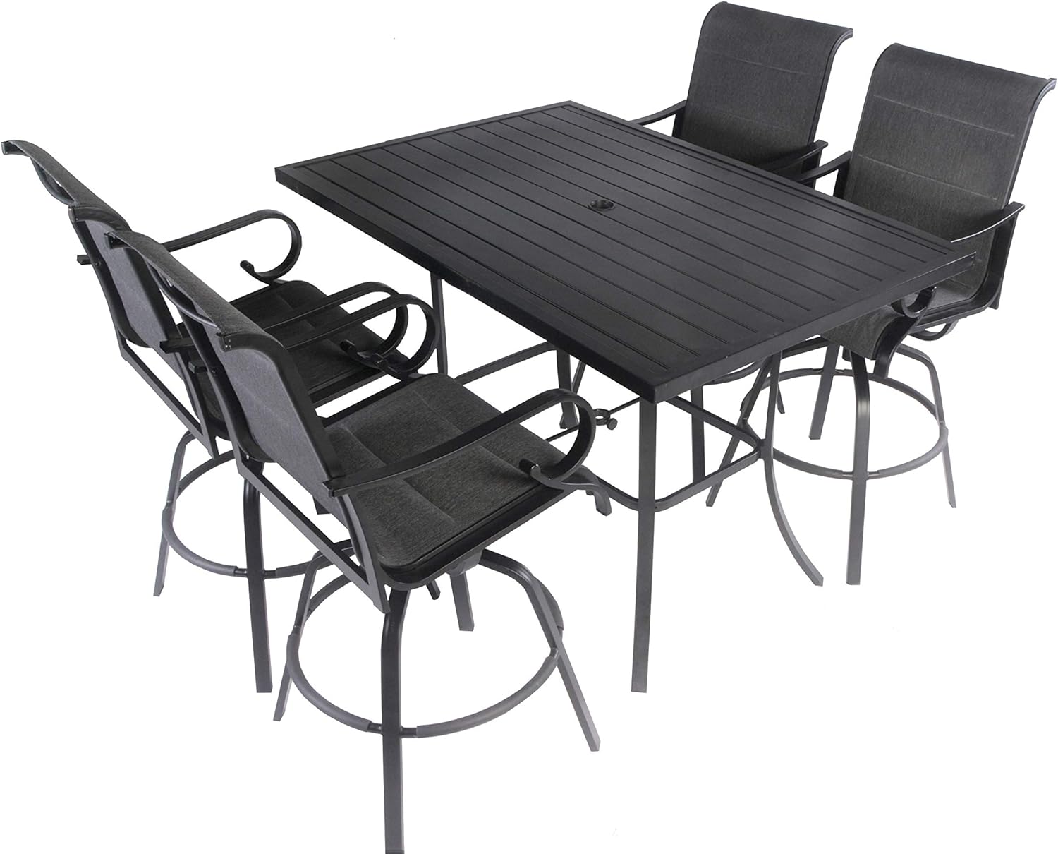 5pc Patio Aluminum Swivel Padded Sling Patio Set Bar Dining