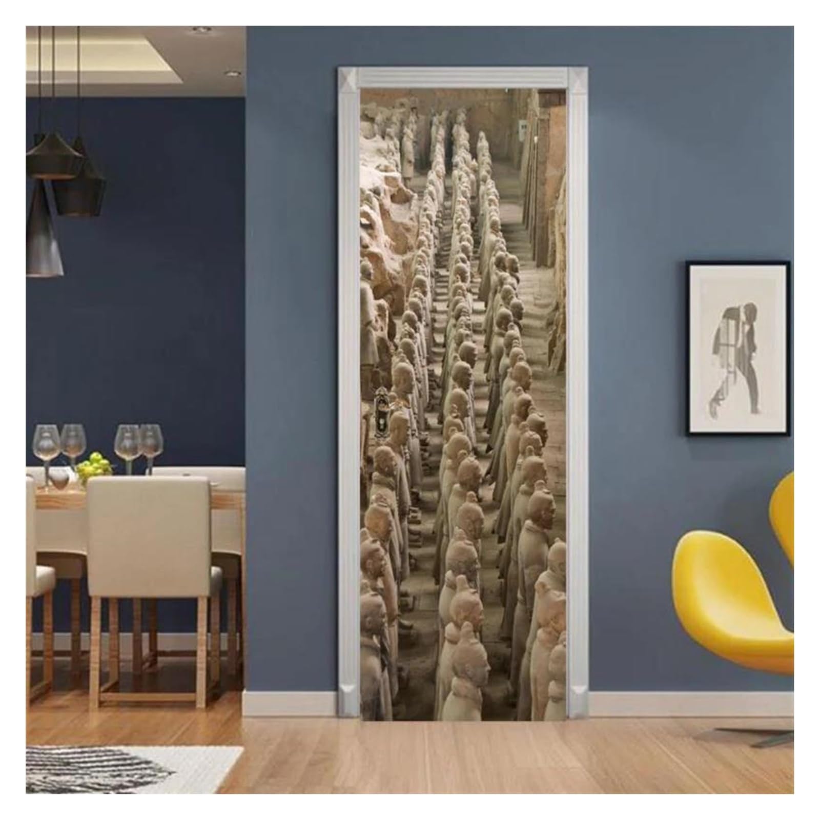 Couverture de porte auto-adhésive 77x200cm en PVC imperméable et lavable