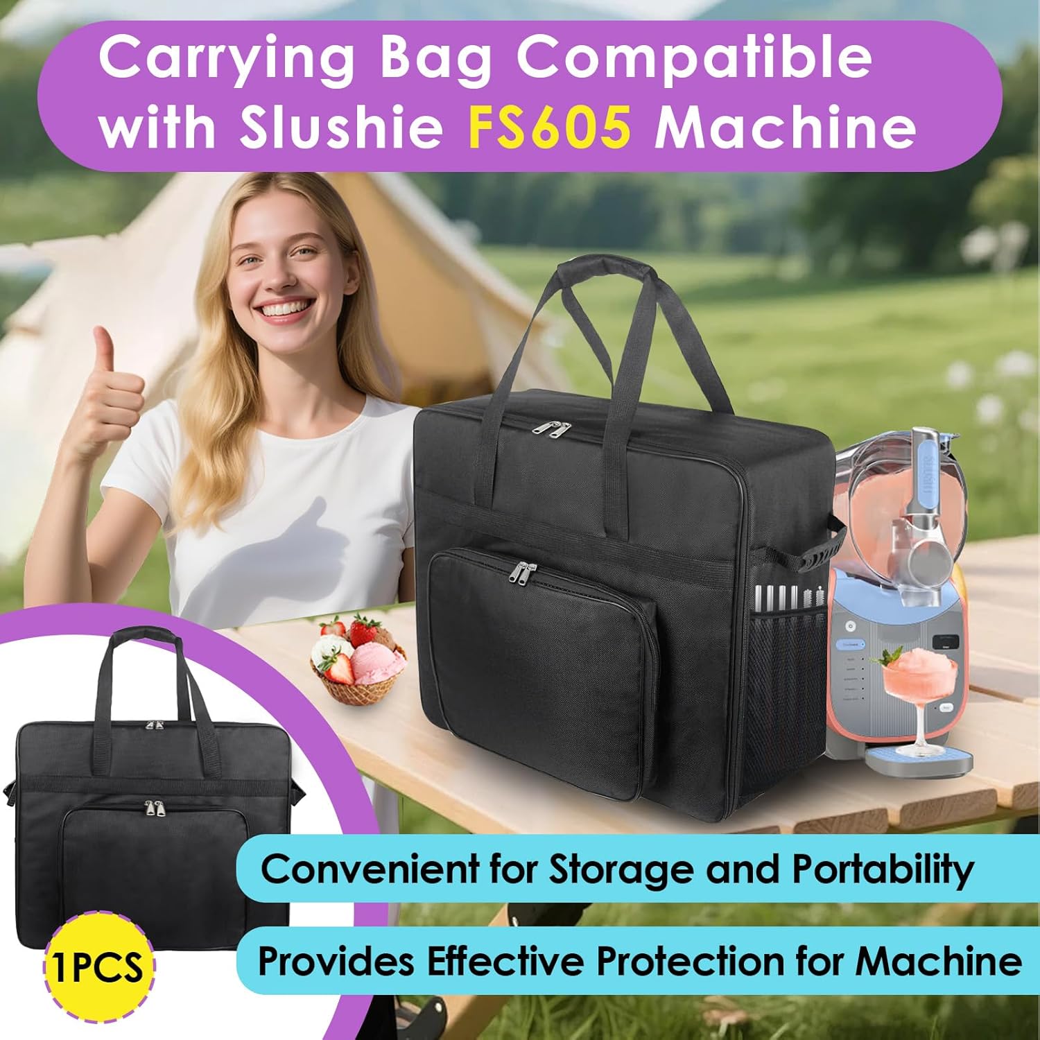 Carrying Bag Compatible with Ninja Slushi Max Slushie Machine FS605, Portable Front-opening Frozen Drink Maker Travel Bag for Ninja Slushi Machine for Easy Carrying and Storage
