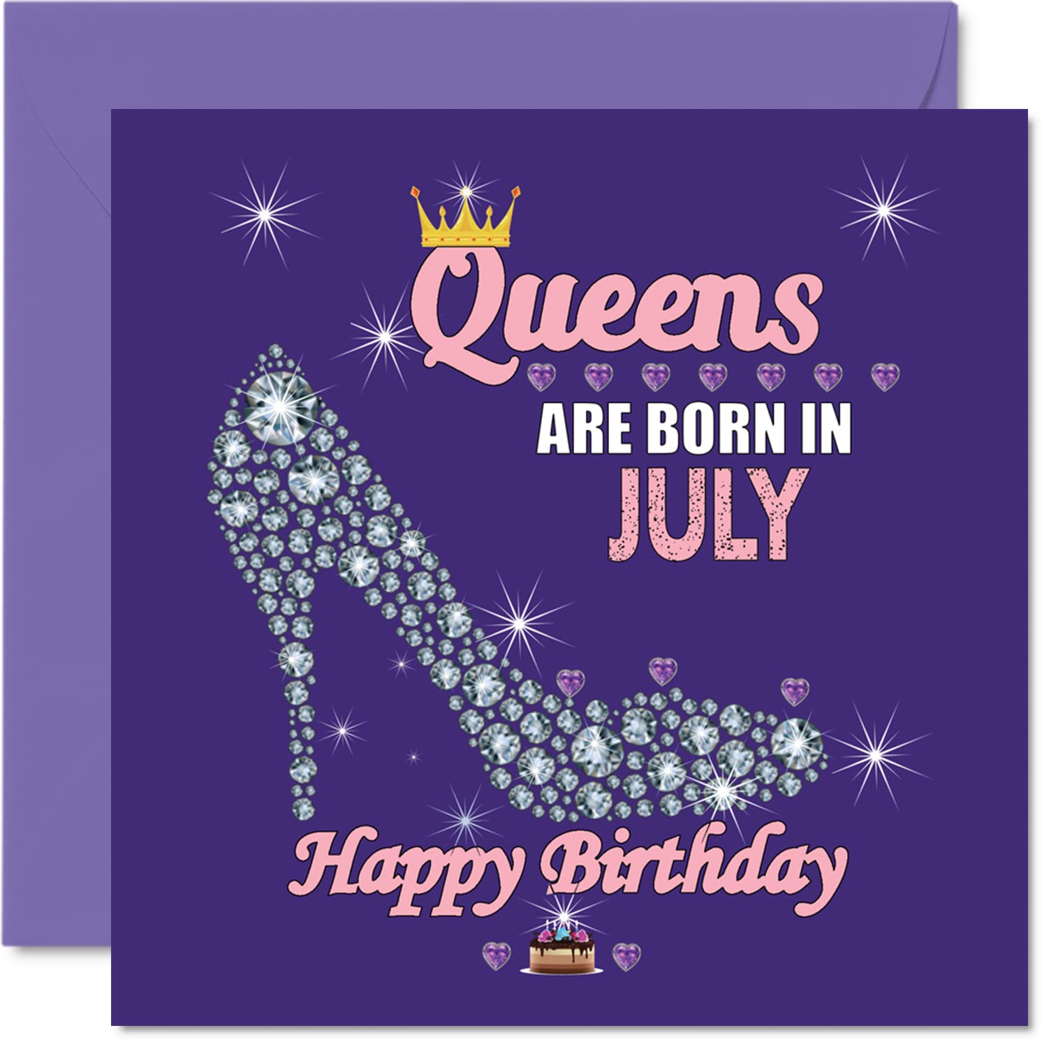 Birthday Cards for Women - Queens Are Born In July - Happy Birthday Cards for Wife Girlfriend Mum Daughter Sister Grandma Auntie Grandmother Friend, 145mm Humour Greeting Gift Ideas