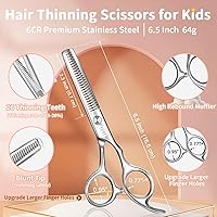 Vista 3 de CIICII Kit de tijeras de corte de pelo para niños, juego de tijeras de corte de pelo de punta redonda de seguridad