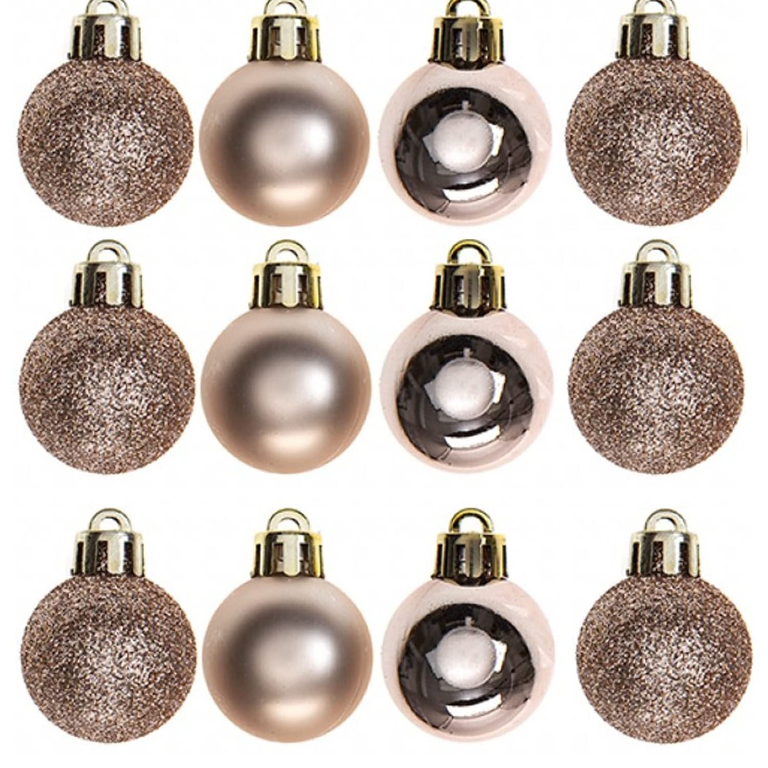 Shatchi 30mm/24Pcs Christmas Baubles Shatterproof Rose Gold,tree Decorations from B&Q