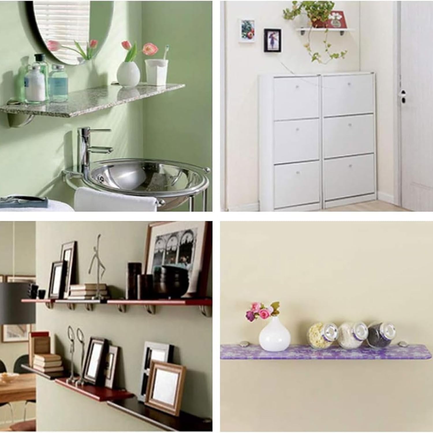 INCREWAY 8PCS Glass Support, 5-18mm Zinc Alloy Brushed Nickel Finish Adjustable Glass and Wooden Shelf Bracket
