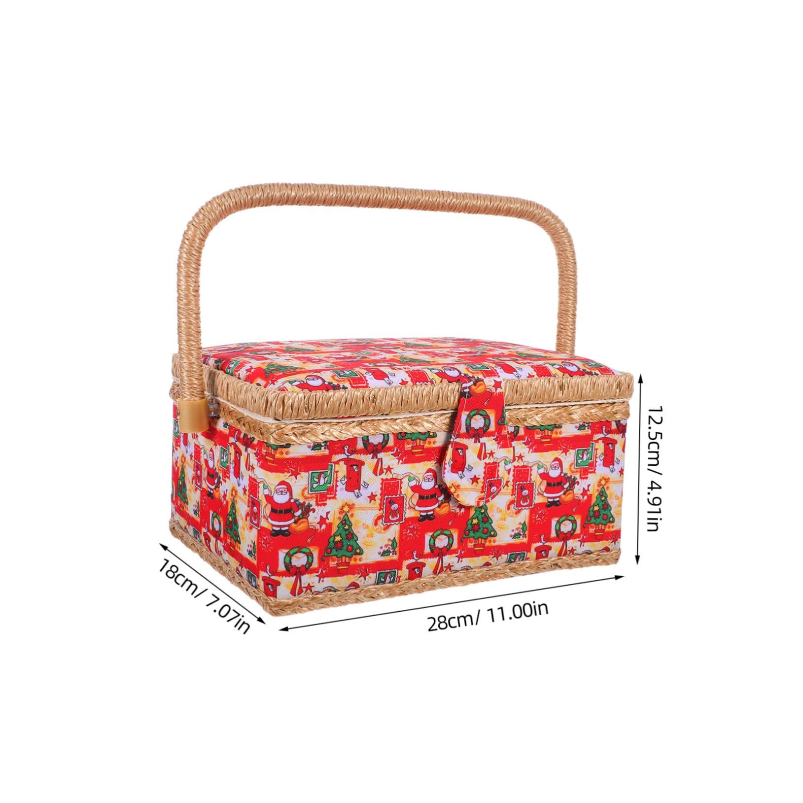 Cesta de Costura con Caja de Obsequio de Navidad Tejida para Almacenar Hilos Agujas Tijeras y Otros Accesorios de Costura Interiores para Manualidades de Temporada