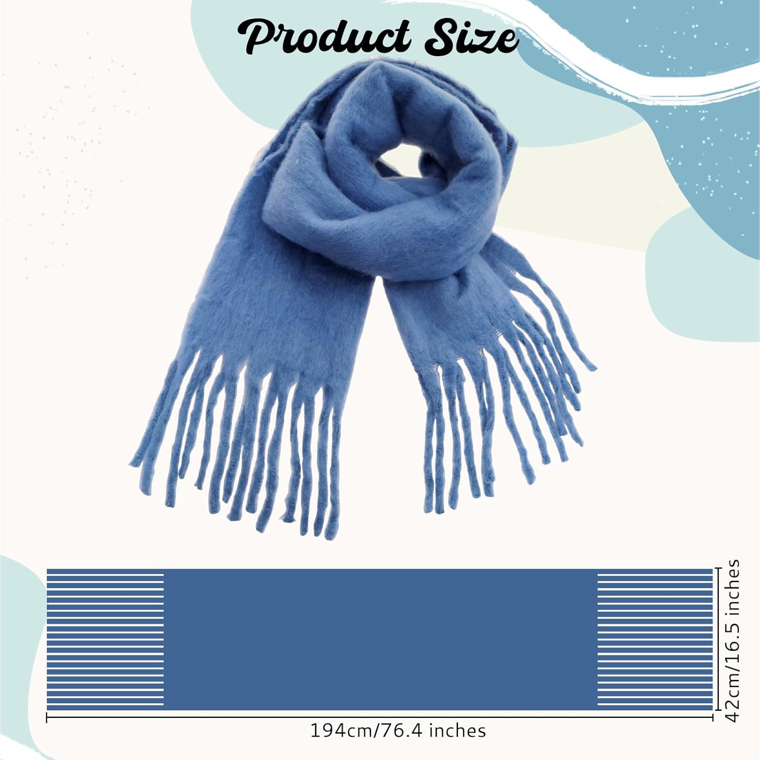 Blue Scarf Women Winter Large Long Chunky Blanket Wrap Shawl for Cold Weather Colorful Plaid Warm Scarves - Image 2