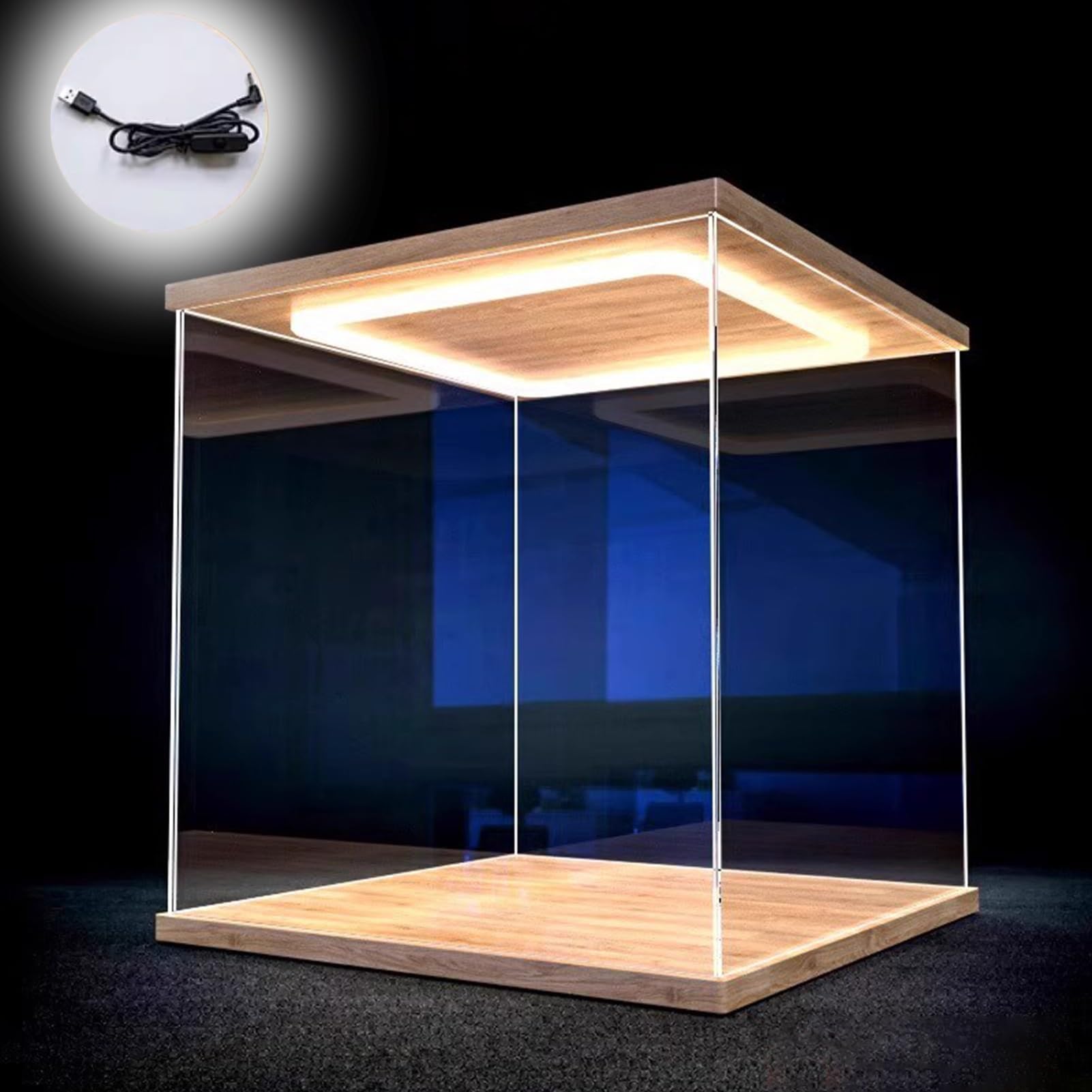 Amazon.co.jp: アクリルボックス LEDライト付き透明アクリル