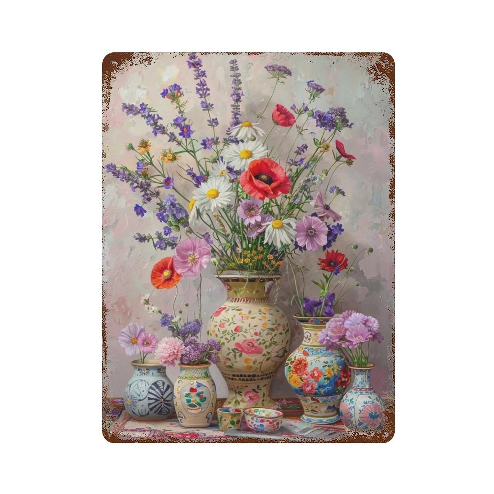 HDURYEYRYY Colorful Cottage Garden Floral Still Life 02 Wall Retro Iron Vintage Art Metal Tin Sign Poster Modern Home Cofffee Club Art Bar Shop Decor 40x30cm