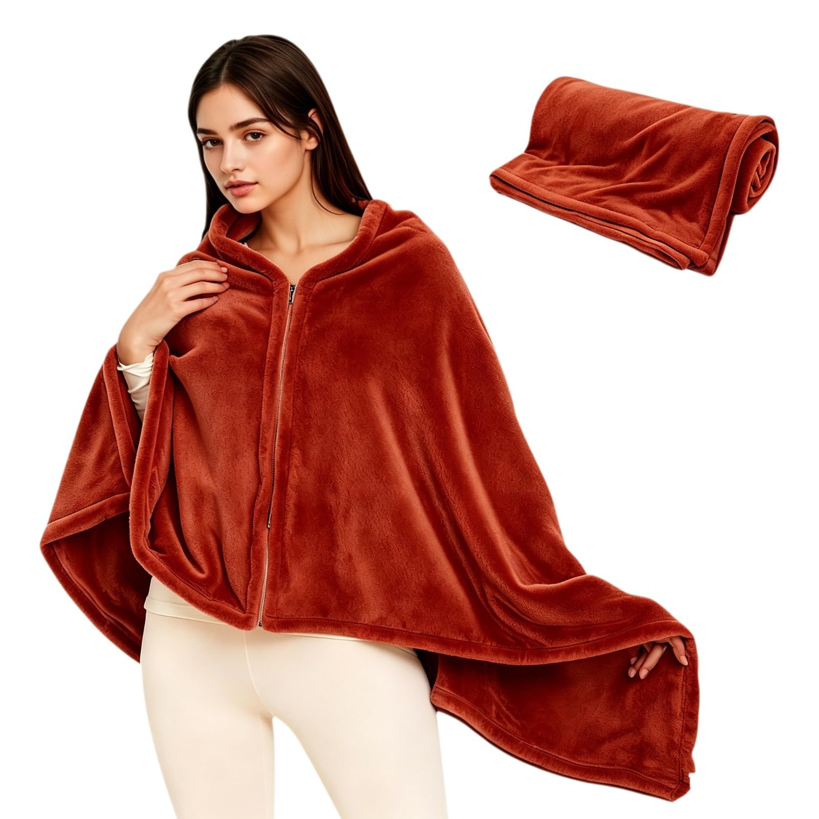 Coperta poncho indossabile per donne e uomini, 149,9 x 78,7 cm, in pile di flanella, scialle avvolgente, morbida coperta per sedia da ufficio