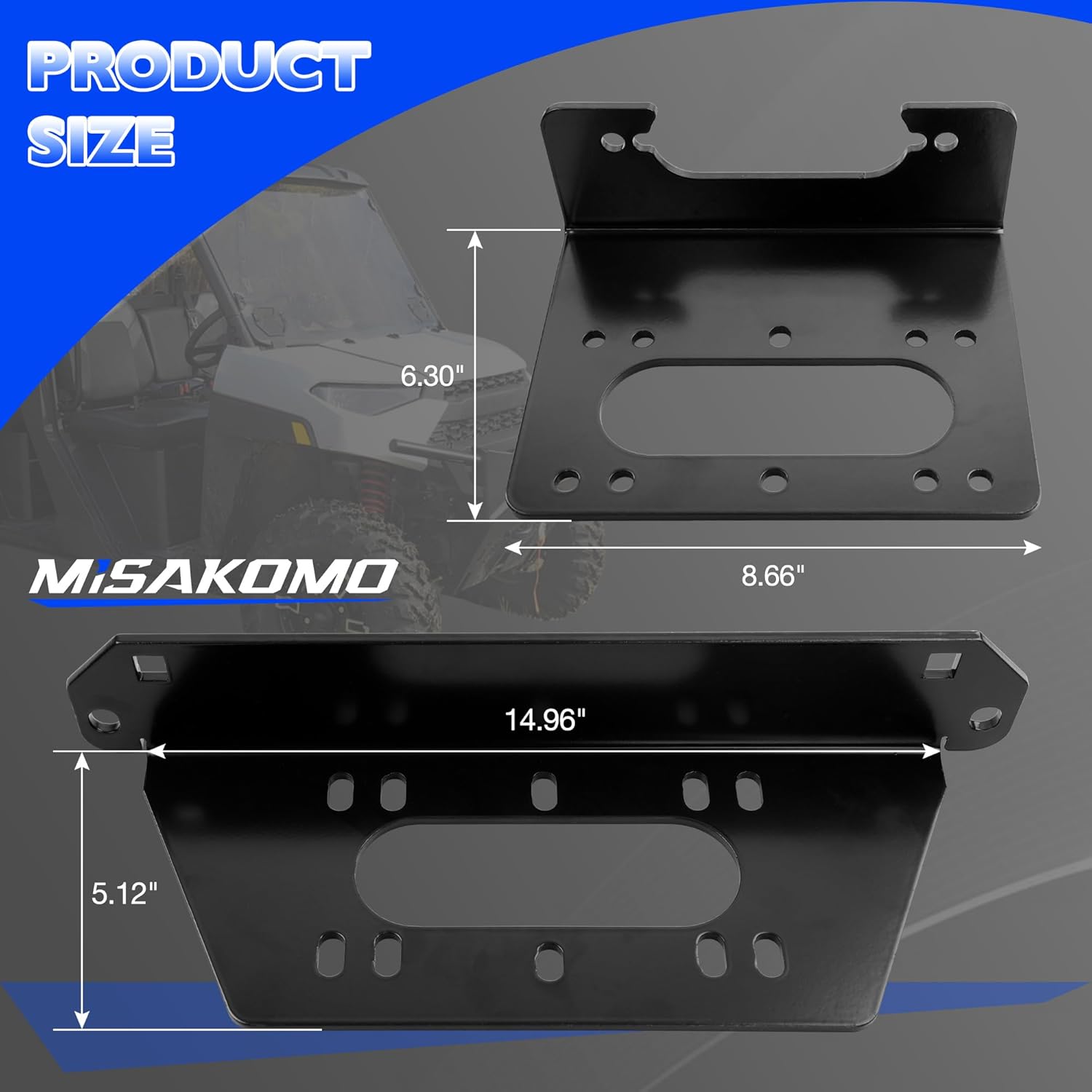 101480 Winch Mount - Compatible with Polaris Ranger XP 1000 Models(2018+) - Polaris Ranger Winch Mount with Black Powder Coated