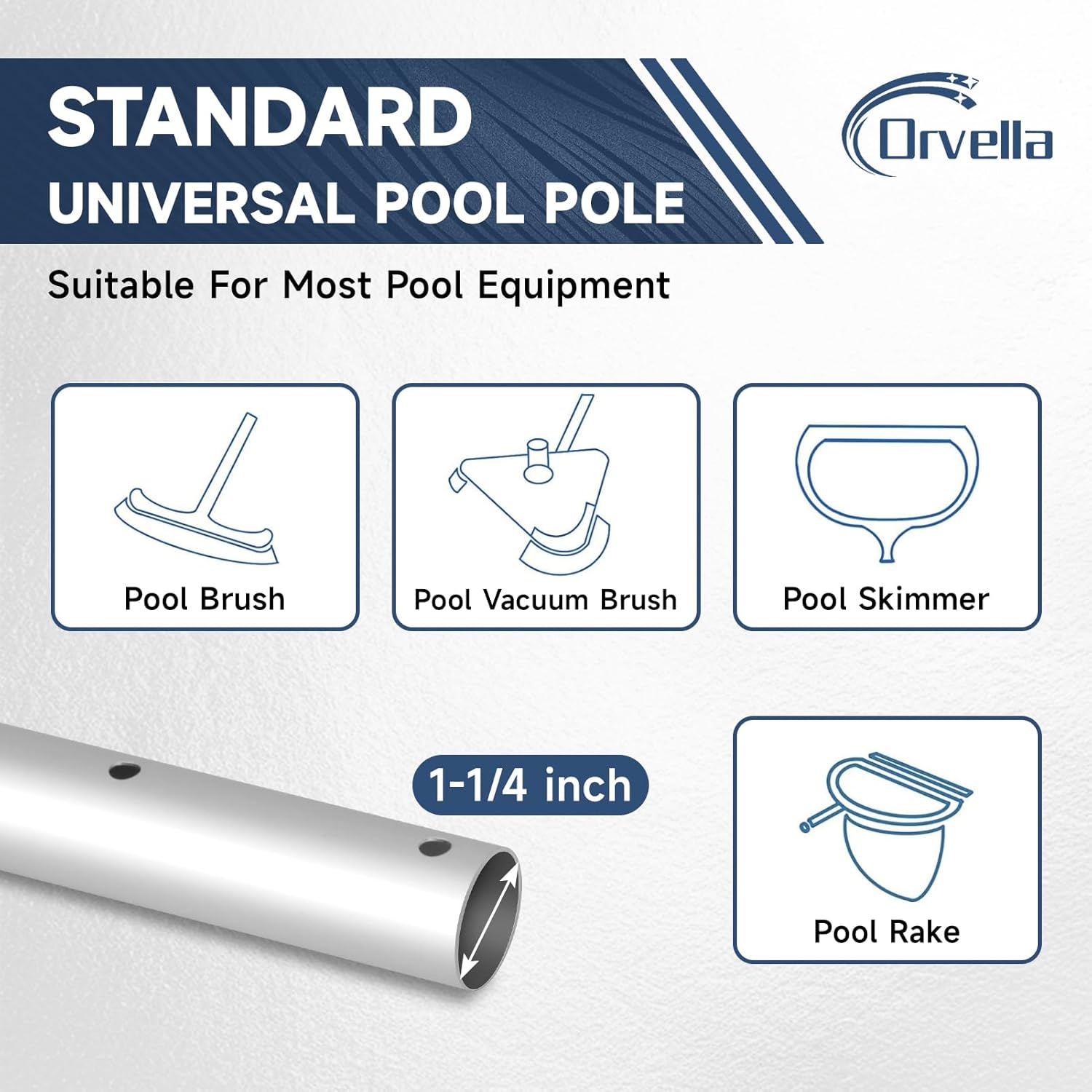 16FT Telescopic Pool Pole, 2-Piece Aluminum Adjustable Pool Skimmer Poles - Strong Grip with Locking Cams, Fits Pool Cleaning Skimmer Nets, Brushes, Vacuum Heads