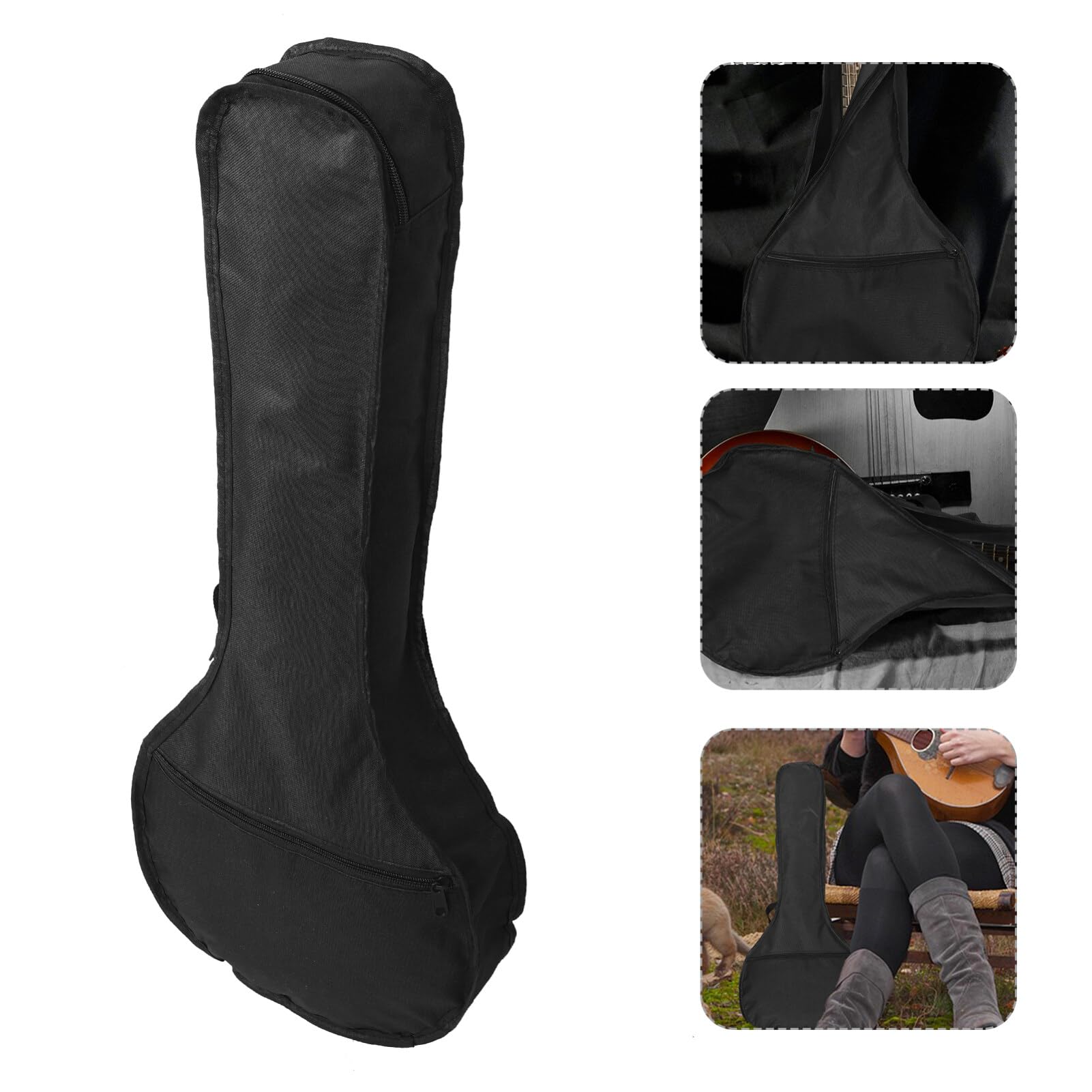JOINPAYA 1pcs Mandolin Portable Holder Bag Case: 74cmx30cm Musical Instrument Bag Padding Storage Container Waterproof and Portable Padded Interior for Protection Oxford Cloth Pouch Black - Image 4