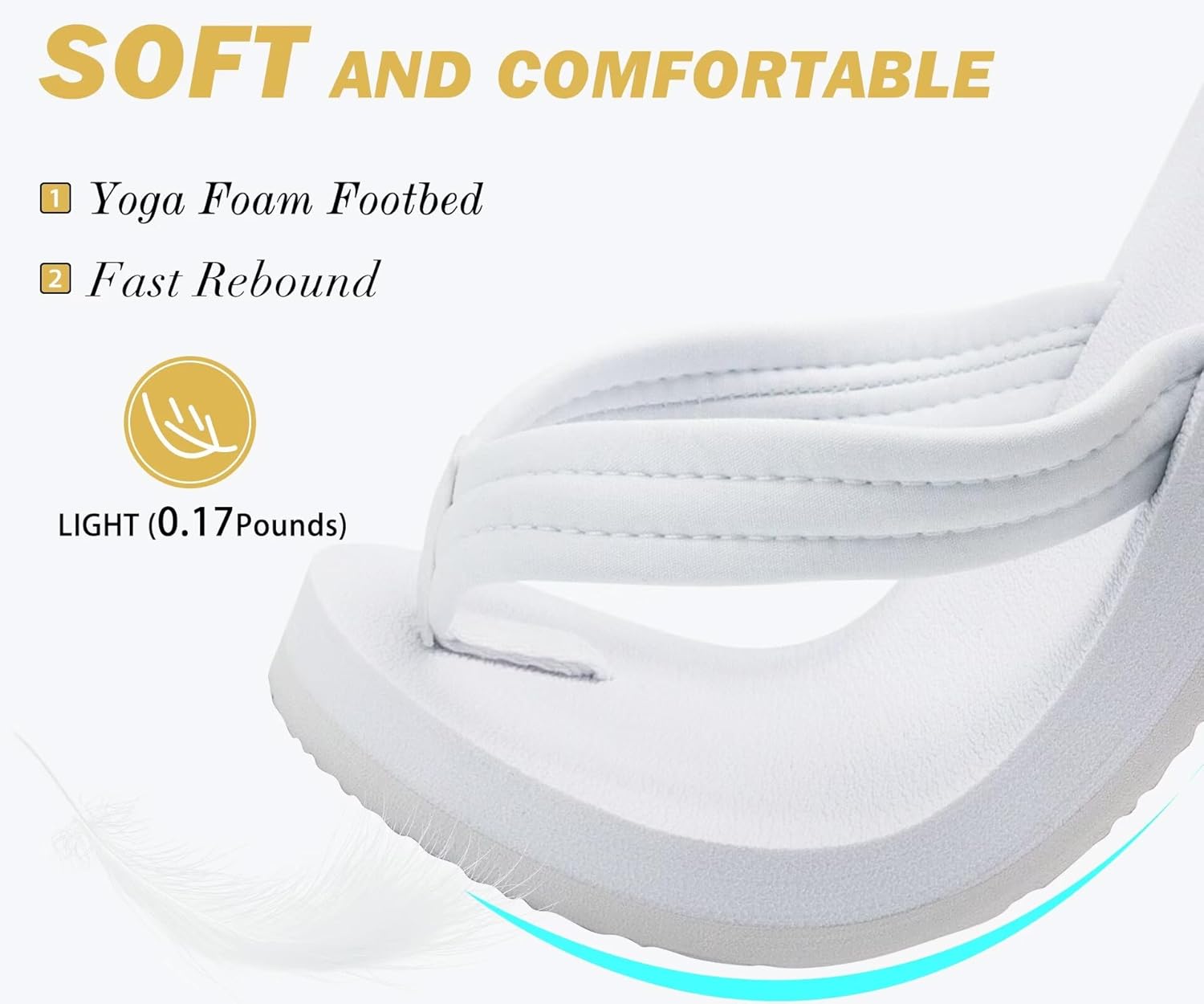 KuaiLu Womens Arch Support Flip Flops Ladies Comfort Lightweight Soft Yoga Mat Cushion Walking Thong Sandals - Image 3