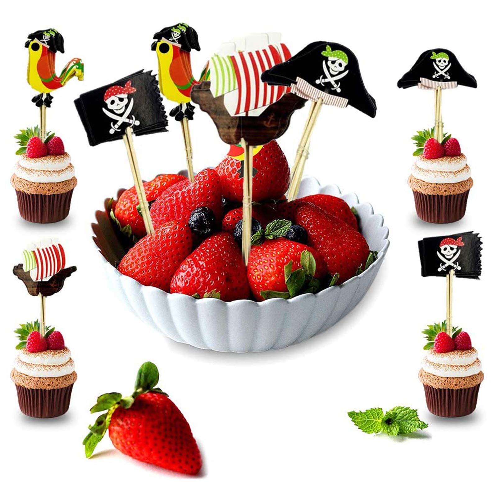 48 Piraten-Kuchendeckel – Bunte Deko-Aufsätze Für Piraten-Party & Kindergeburtstag