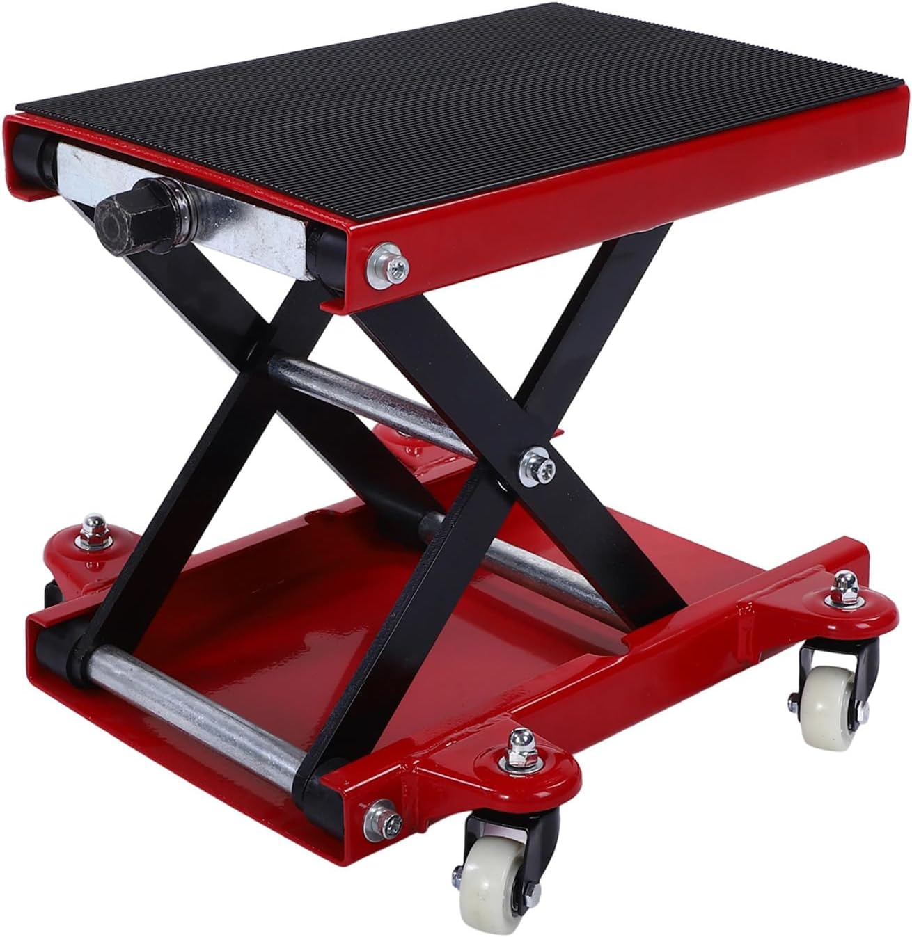 Motorcycle Lift Jack Strong Capacity Easy Operation Foldable Stand for Street Cruiser Touring Bikes for Maintenance 510kg Black