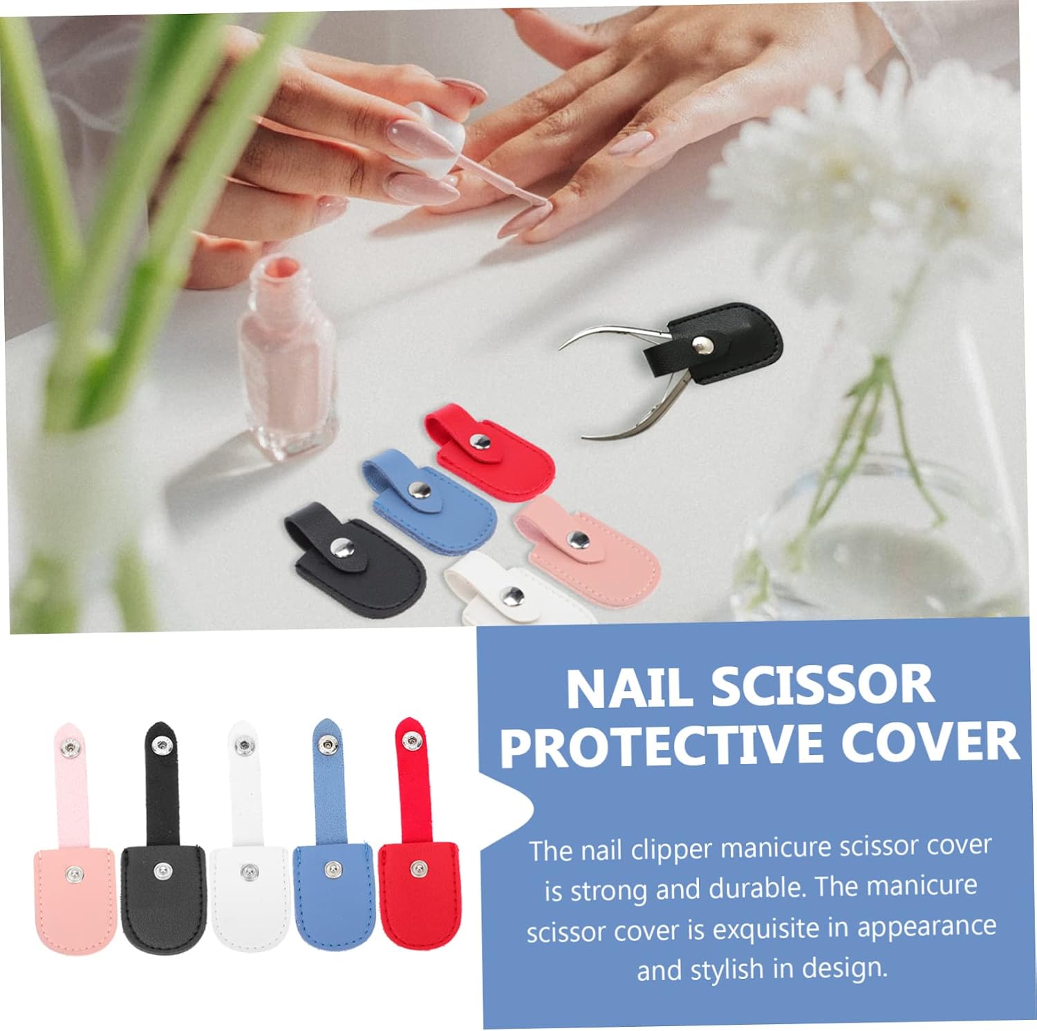 FOMIYES 3sets Professional Cuticle Nipper Case Manicure Scissor Cover Cuticle Clippers Protector Portable Nail Art Tool Pu Material 5pcs*3