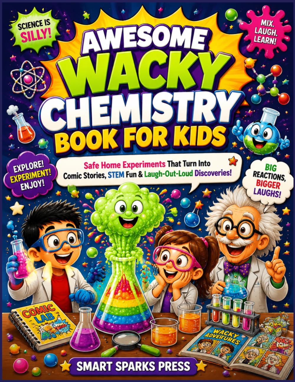 AWESOME WACKY CHEMISTRY BOOK FOR KIDS: Safe Home Experiments That Turn Into Comic Stories, STEM Fun & Laugh-Out-Loud Discoveries!