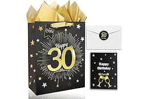 Happy 30th Birthday Gift Bag with Card and Tissue Paper