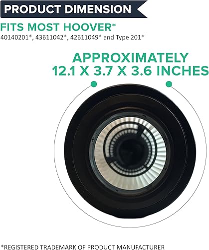 Miniatura 4 de Crucial Vacuum Piezas de repuesto de filtro compatibles con Hoover Parte # 471062, 40140201, 43611042, 42611049, F923  Se adapta al filtro Hoover